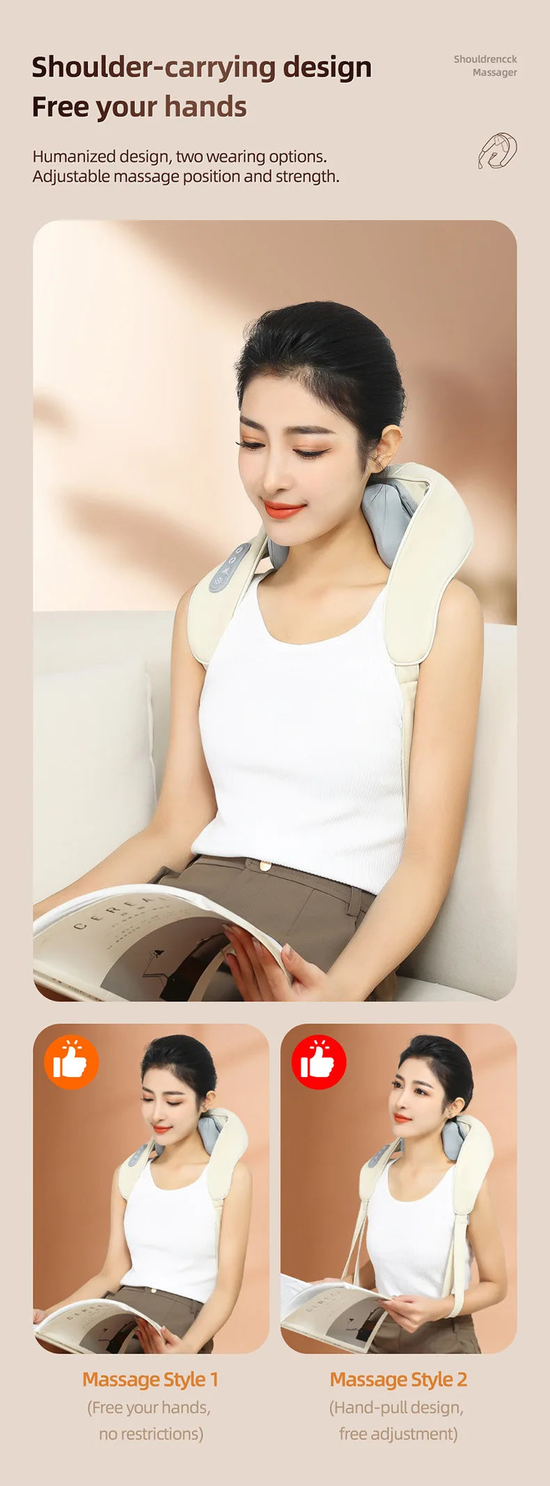 Neck Massager for Pain Relief deep Tissue Relieves Tension Kneading Massagerwith Heat Improves Circulation Eases Muscle Soreness
