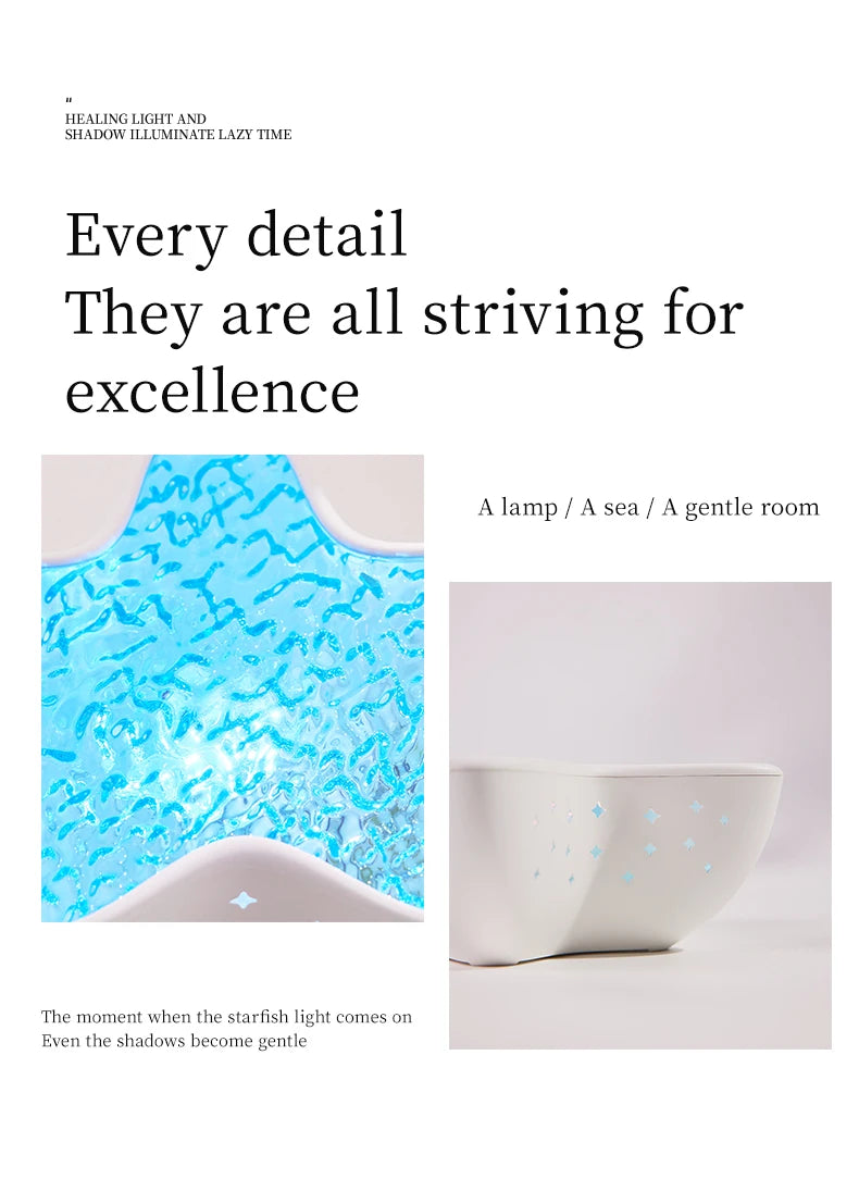 Ocean Wave Led Projector Lamp Starfish Night Light Rechargeable RGB Northern Lights Romantic Ambient Lighting for Bedroom Party