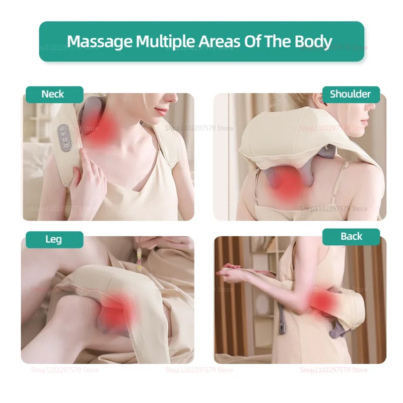 Neck Massager for Pain Relief deep Tissue Relieves Tension Kneading Massagerwith Heat Improves Circulation Eases Muscle Soreness