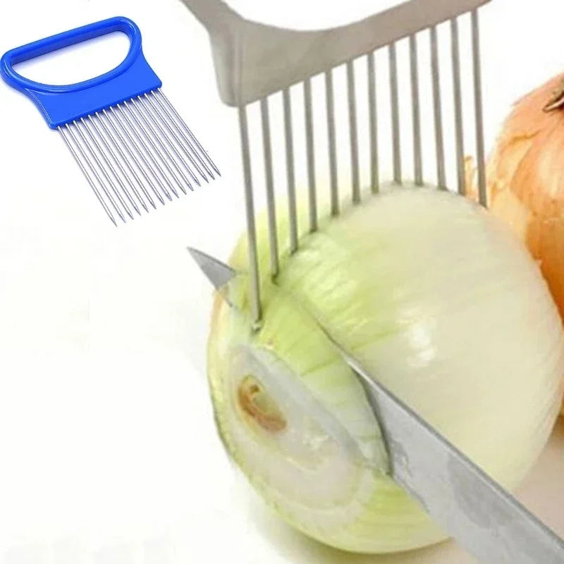 Vegetable Fruit Beef Onion Slicer Cutting Holder Slicing Cutter Stainless Steel Meat Needle Novel Kitchen Accessories Small Tool