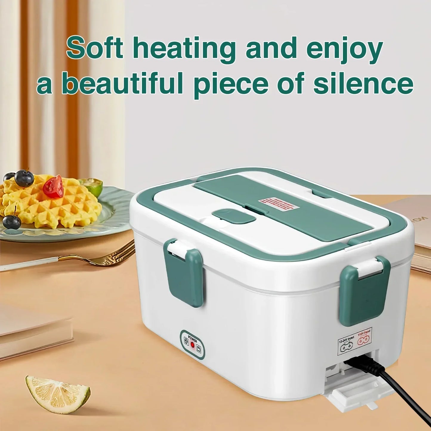 Electric Lunch Box Food Warmer 1.8 L 80W Outdoor Camping Bento Picnic Portable Food Heater Car Home Leak Proof Self Heating Box