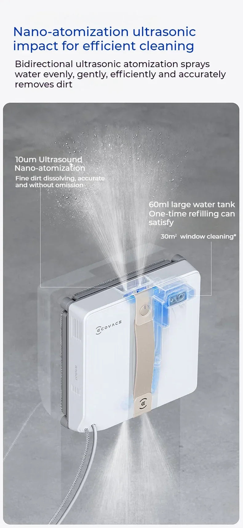 Original ECOVACS Window Cleaning Machine WINBOT AIR MINI Window Cleaning Robot 8000Pa Glass Vacuum Cleaner 100V-240V