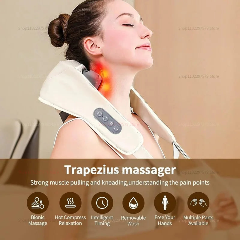 Neck Massager for Pain Relief deep Tissue Relieves Tension Kneading Massagerwith Heat Improves Circulation Eases Muscle Soreness