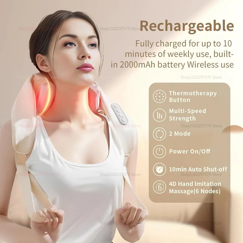Neck Massager for Pain Relief deep Tissue Relieves Tension Kneading Massagerwith Heat Improves Circulation Eases Muscle Soreness
