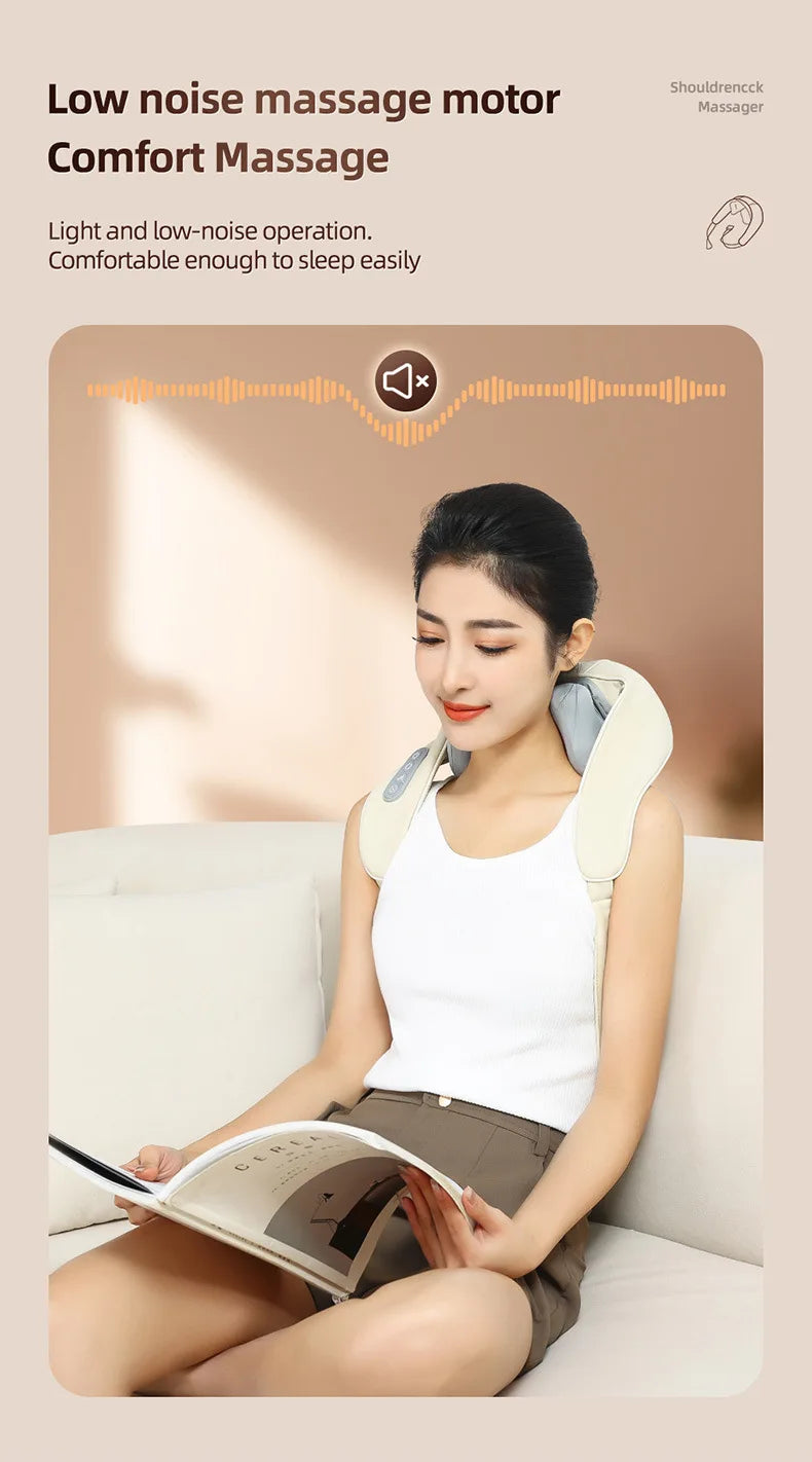 Neck Massager for Pain Relief deep Tissue Relieves Tension Kneading Massagerwith Heat Improves Circulation Eases Muscle Soreness