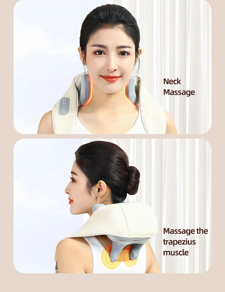 Neck Massager for Pain Relief deep Tissue Relieves Tension Kneading Massagerwith Heat Improves Circulation Eases Muscle Soreness