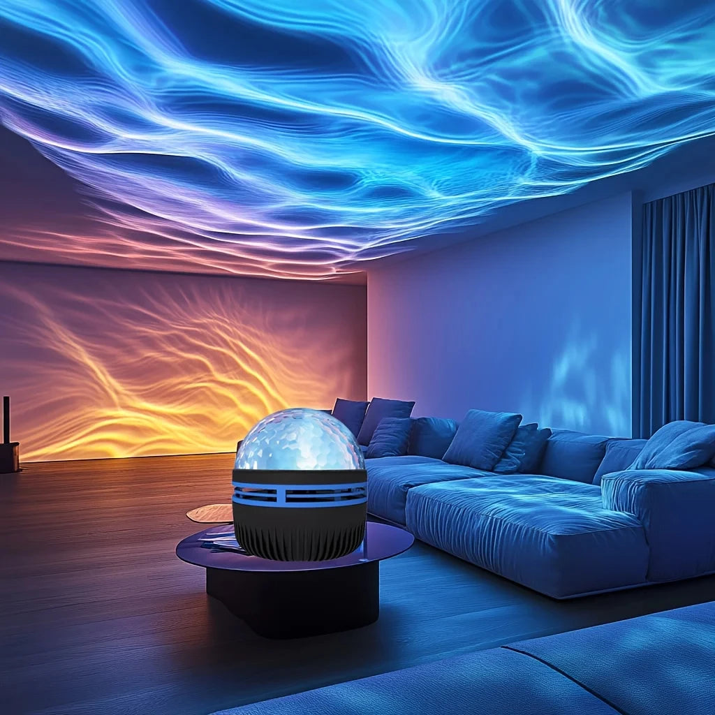 LED Water Ripples Galaxy Projector Light RGB Smart Remote Control Star Aurora Lamp KTV USB Powered Auto Rotating Home Bedroom