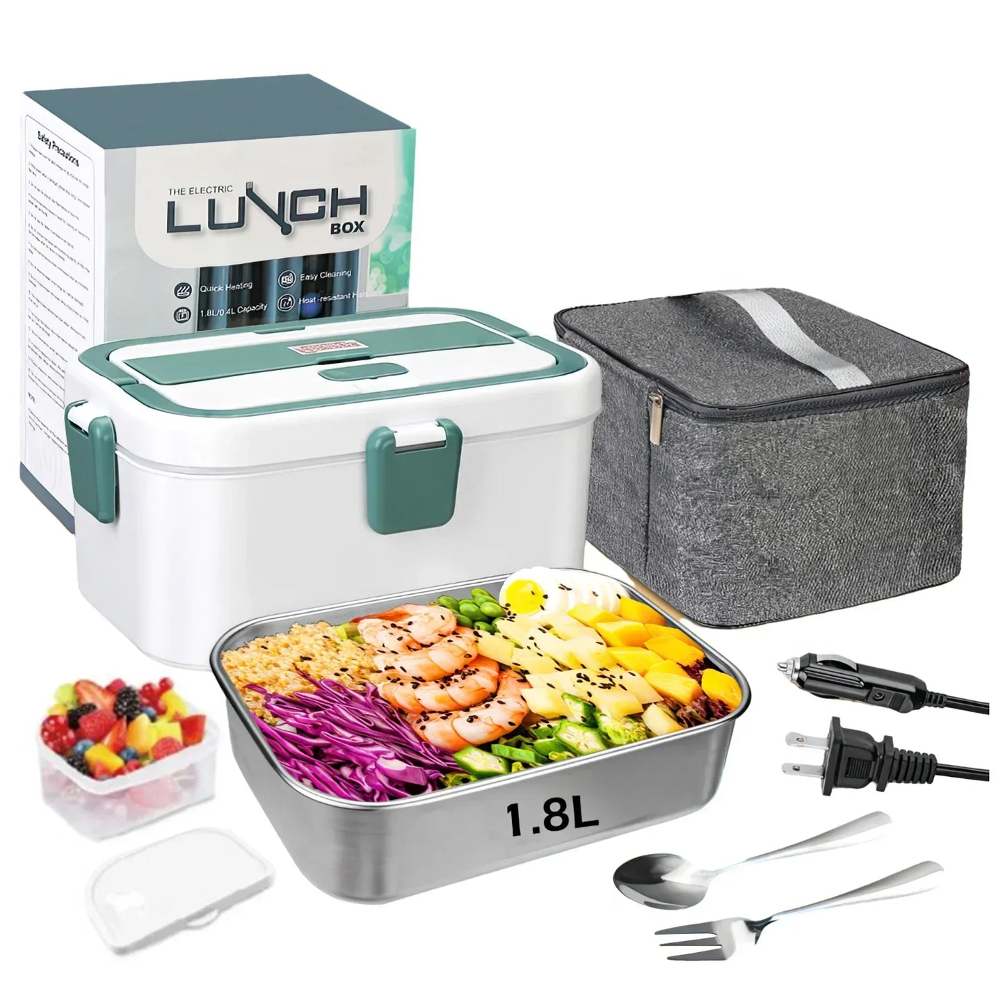 Electric Lunch Box Food Warmer 1.8 L 80W  Camping Bento Picnic Portable Food Heater Car/Truck/Home in-car Electric Lunch Box