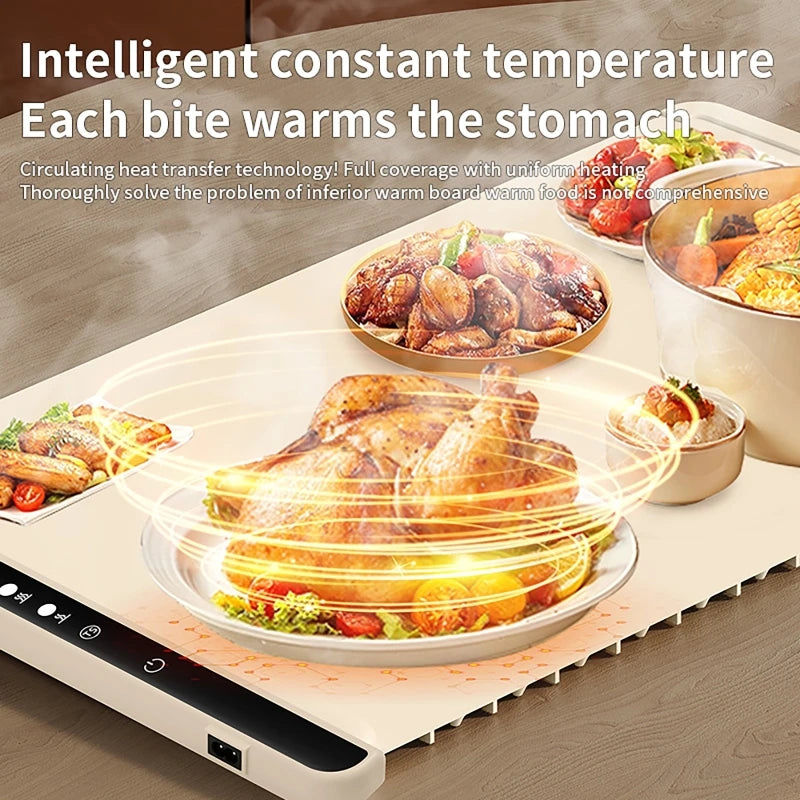 Electric Warming Tray Food Warmer Plate Foldable Portable Smart Food Fast Heating Mat Electric Warming Tray with 3 Tem Setting