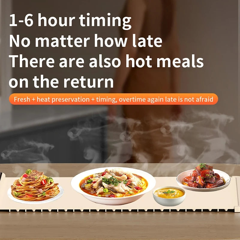 Electric Warming Tray Food Warmer Plate Foldable Portable Smart Food Fast Heating Mat Electric Warming Tray with 3 Tem Setting