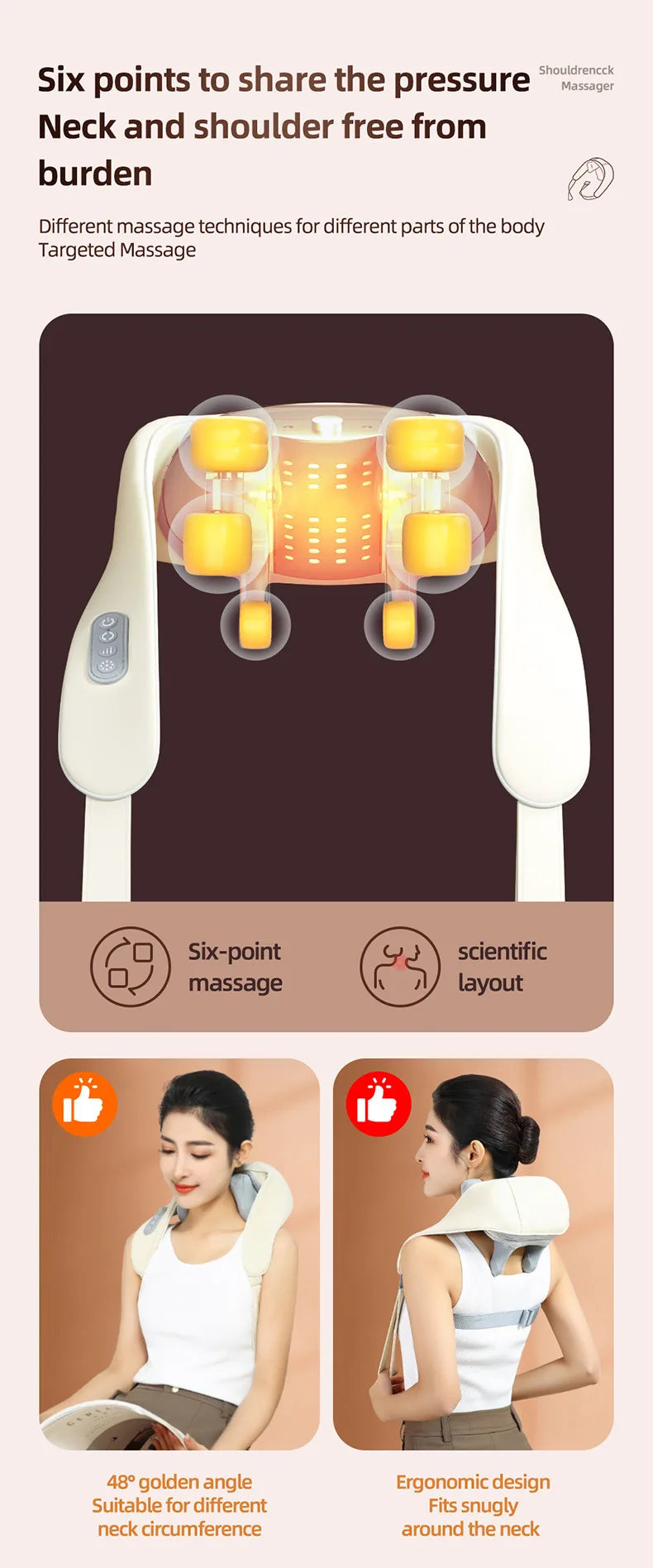 Neck Massager for Pain Relief deep Tissue Relieves Tension Kneading Massagerwith Heat Improves Circulation Eases Muscle Soreness