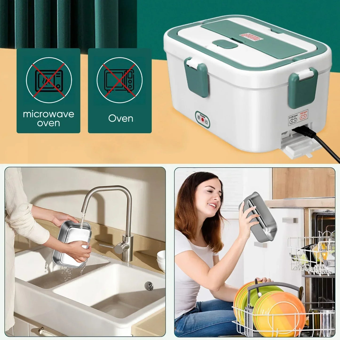 Electric Lunch Box Food Warmer 1.8 L 80W  Camping Bento Picnic Portable Food Heater Car/Truck/Home in-car Electric Lunch Box