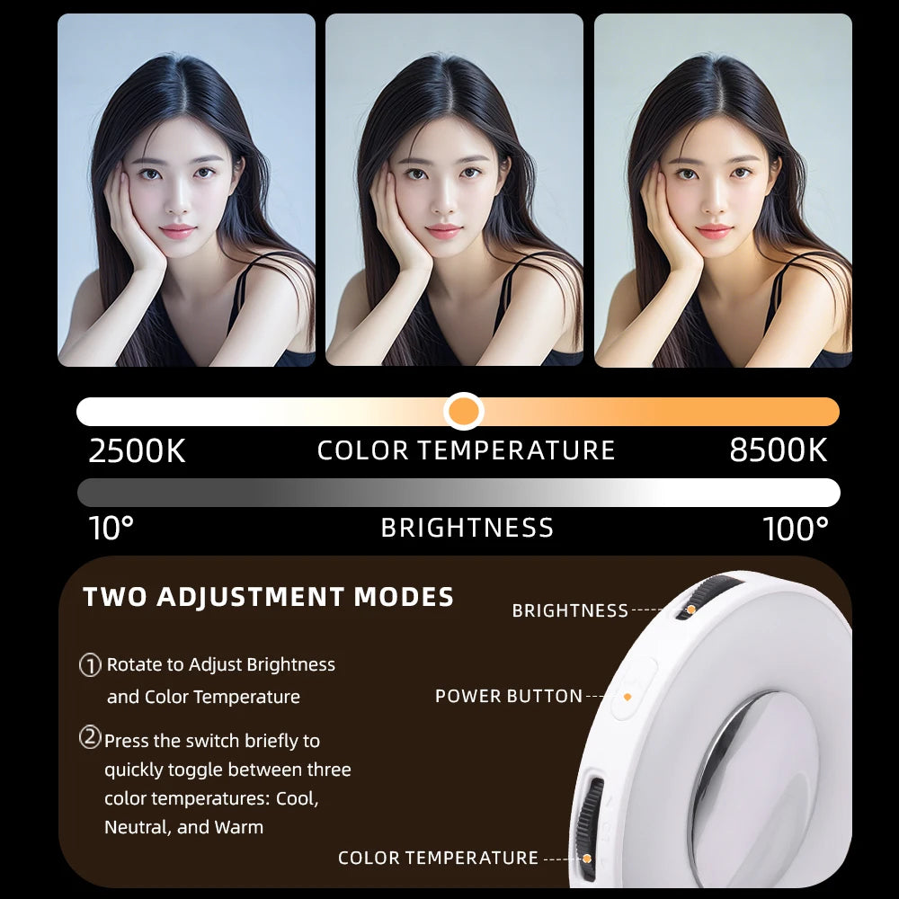 Magnetic Fill Lights For iPhone 17 16 15 14 13/Pro, Photography LED Selfie Ring Lamp Retractable Flip,Compatible With Magsafe