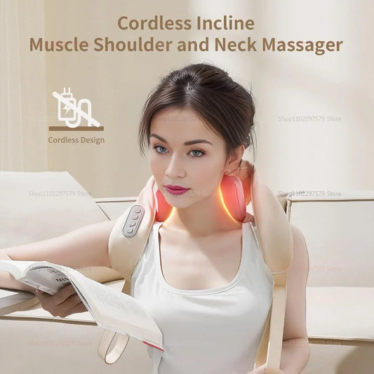 Neck Massager for Pain Relief deep Tissue Relieves Tension Kneading Massagerwith Heat Improves Circulation Eases Muscle Soreness