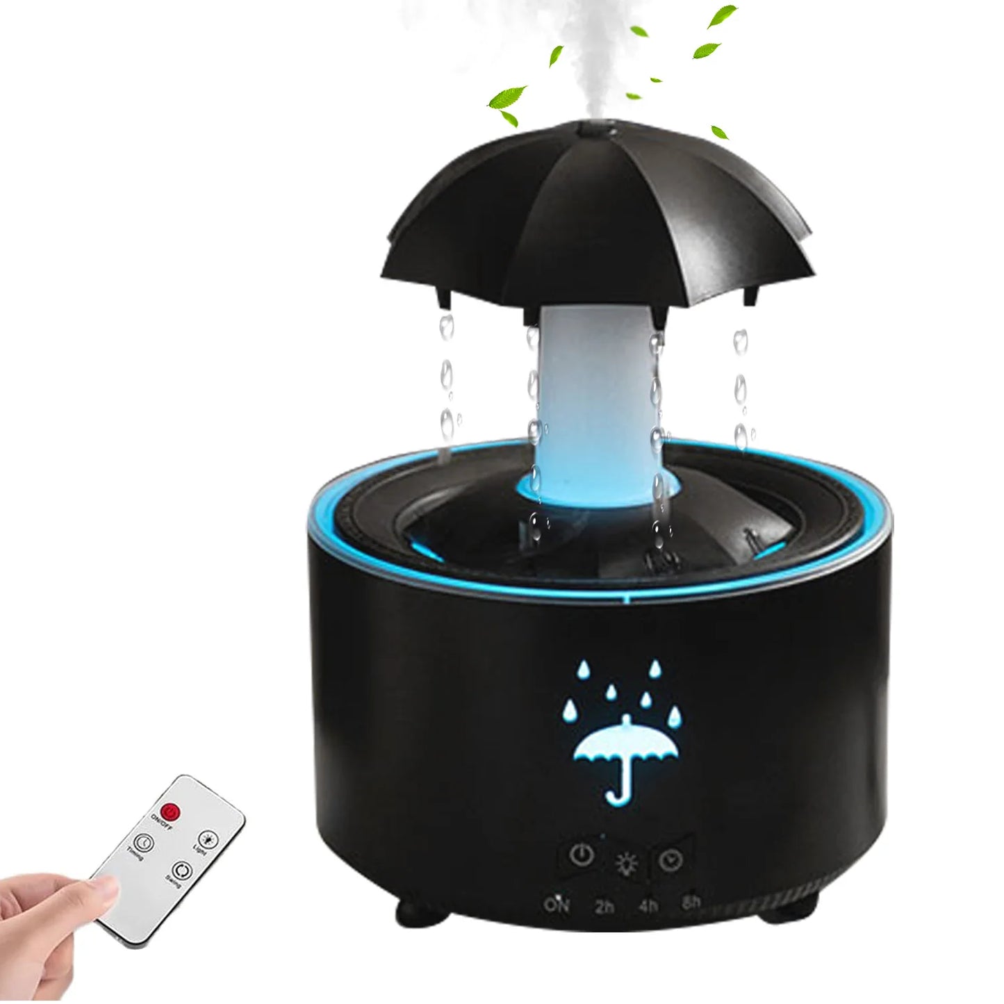 Umbrella Humidifier Rotating Umbrella Drop 7-Color LED Aromatherapy Diffuser Essential Oil Humidifier with Remote