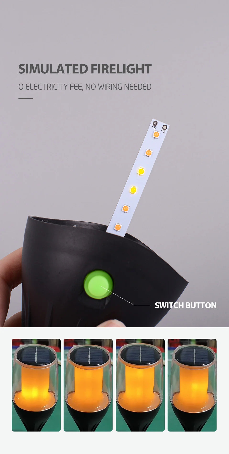 Solar Outdoor Lawn Lamp Garden Lamp Solar Powered Waterproof Landscape Path for Yard Backyard Lawn Patio Decorative LED Lighting