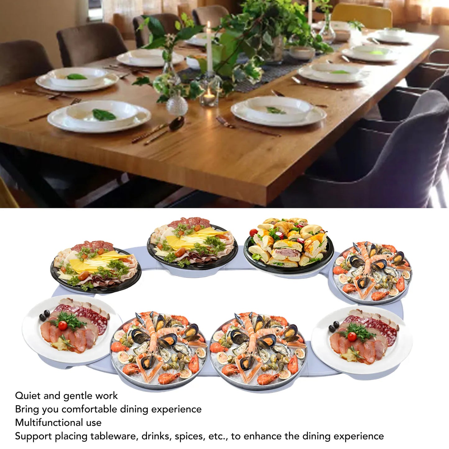 Table Turntable Turntable Tray 360° Rotation Multifunctional Reusable Portable Rotating Food Organizer Tray for Dining Table