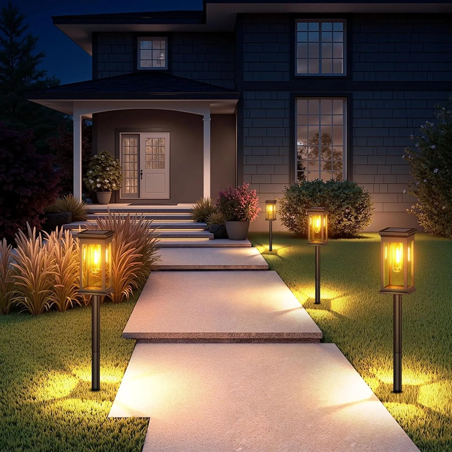 4 PCS Solar Lights Outdoor Solar Pathway Lights Waterproof Bright Solar Lamps Landscape Lighting for Path Yard Garden Walkway