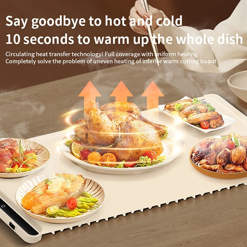 Electric Warming Tray Food Warmer Plate Foldable Portable Smart Food Fast Heating Mat Electric Warming Tray with 3 Tem Setting