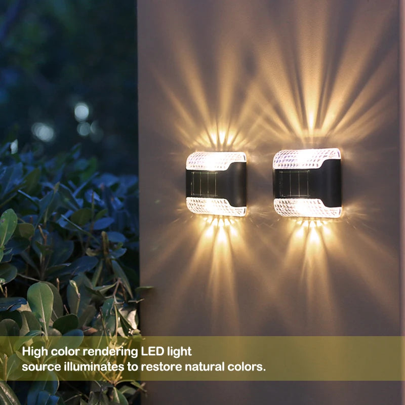LED Solar Wall Lamp Sunlight Outdoor Up and Down Luminous Lighting Waterproof Energy-saving Street Light Yard Balcony Decoration