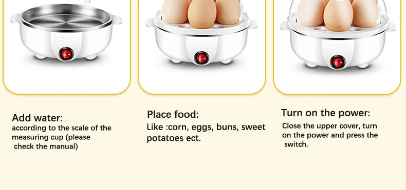 Electric Egg Cooker Boiler Maker 14 Egg Capacity Double Layer Steamer Soft Medium Hard Boil Automatic Shut Off Kitchen Appliance