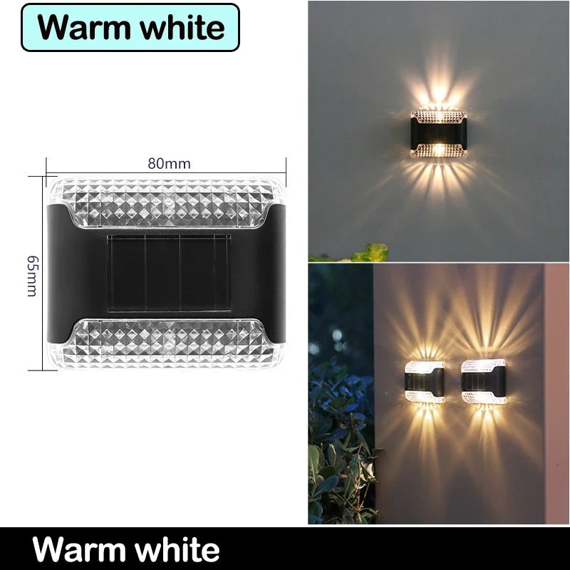 LED Solar Wall Lamp Sunlight Outdoor Up and Down Luminous Lighting Waterproof Energy-saving Street Light Yard Balcony Decoration