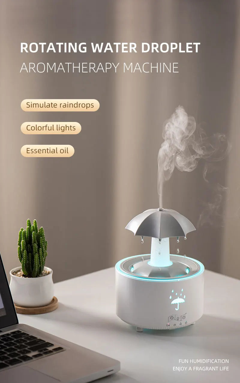 Cloud Rain Humidifier Raindrop Aroma Essential Oil DiffuserRemote Control Night Light Desktop Fountain Water Drop Sound for Home