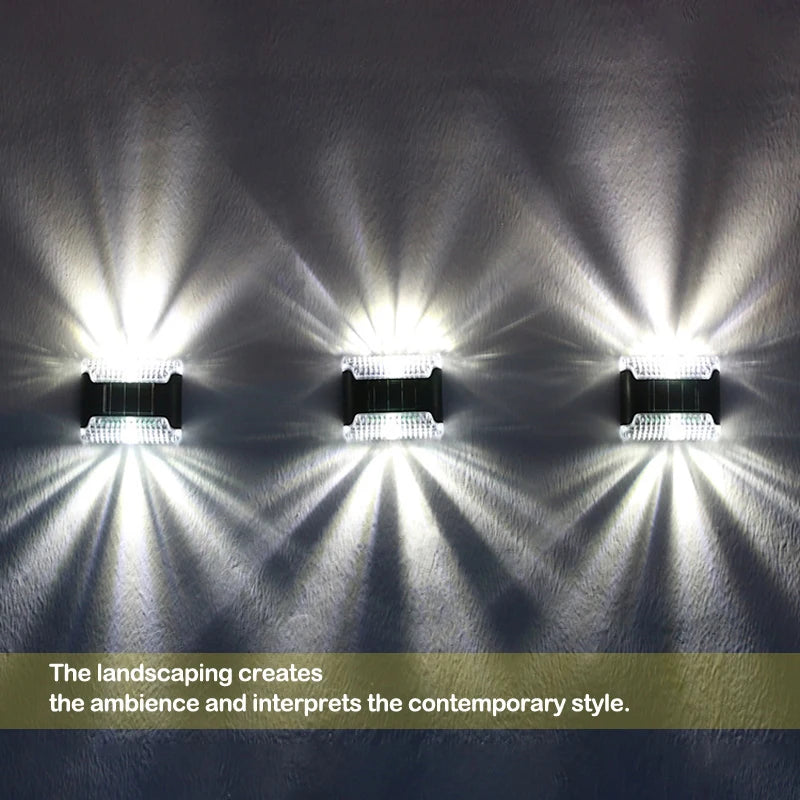 LED Solar Wall Lamp Sunlight Outdoor Up and Down Luminous Lighting Waterproof Energy-saving Street Light Yard Balcony Decoration