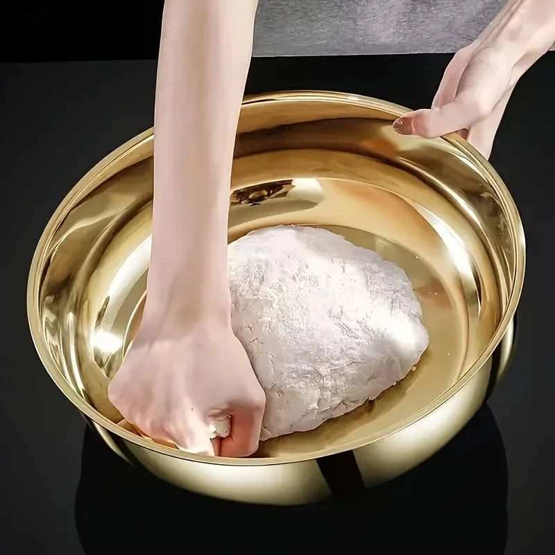 Stainless Steel Large Capacity Bowl, Suitable for Mixing Dough, Cleaning Vegetables, Stirring Salads, Easy To Clean