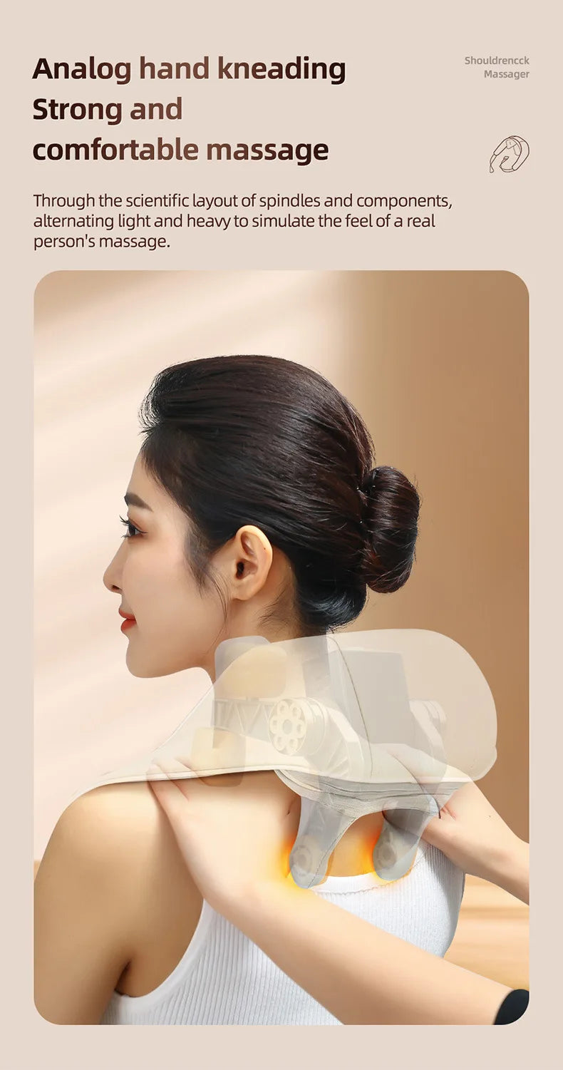 Neck Massager, Cordless Shiatsu Shoulder Back Massager with Soothing Heat, Electric Deep Tissue, for Neck,Waist, Traps, Back