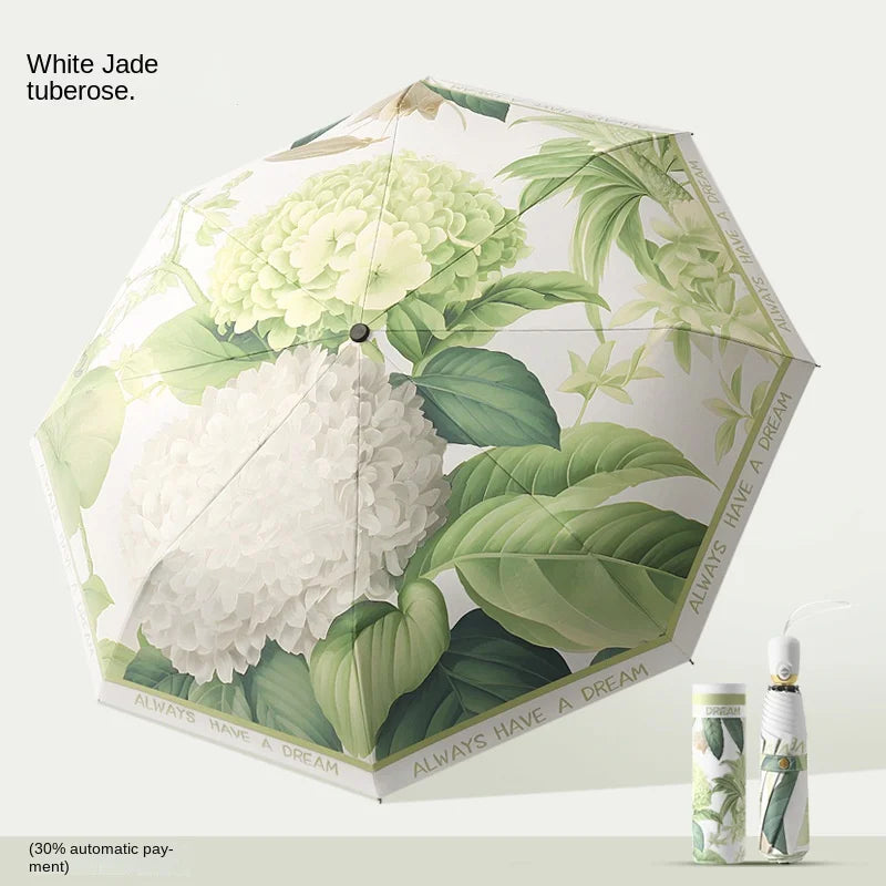 2025 New Summer UV Umbrella for Women Folding Sun Umbrella Floral Double Layer Portable Windproof Parasol Umbrella
